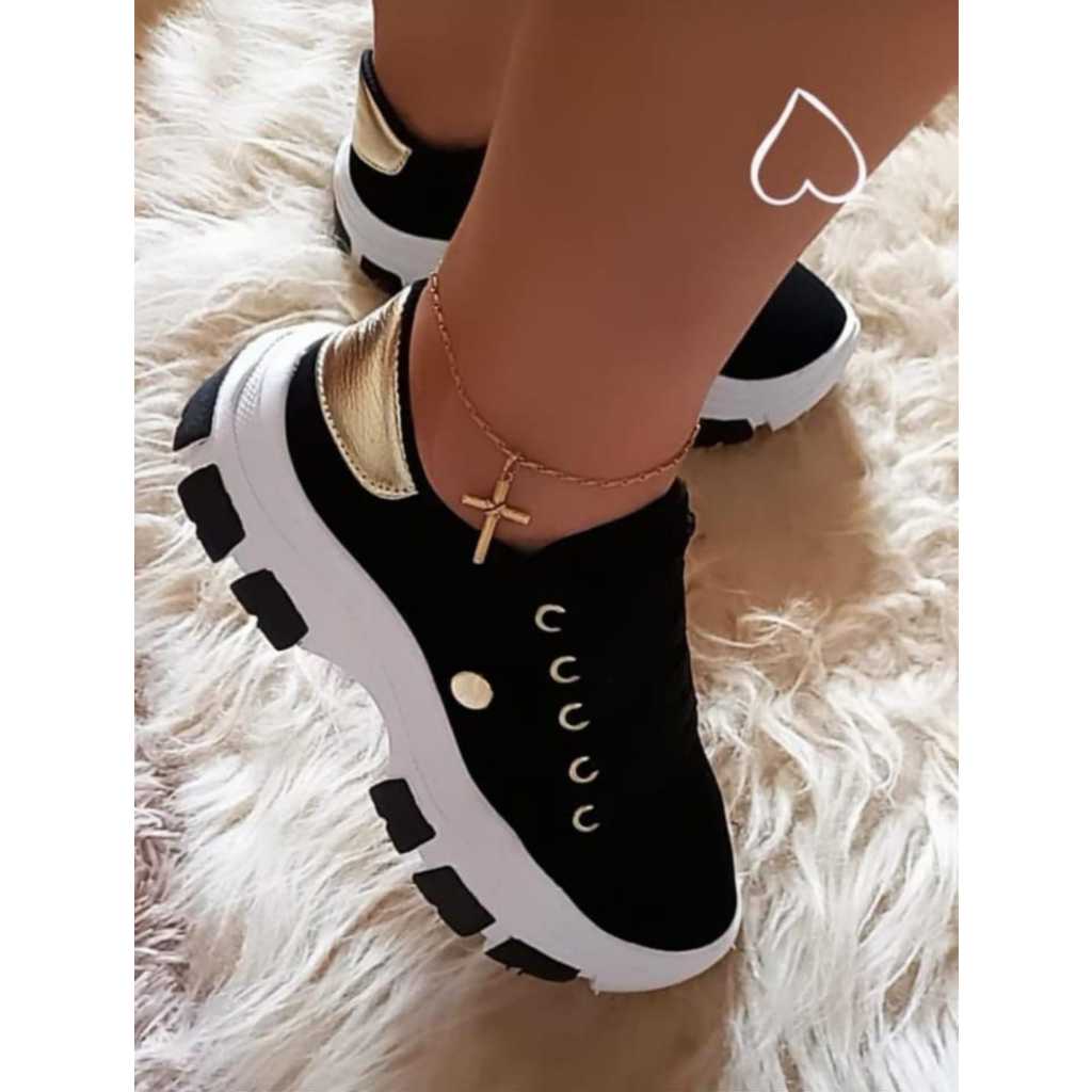 TENIS FEMININO CASUAL PLATAFORMA  ESTILOSO NA PROMOÇÃO em Oferta na Shopee