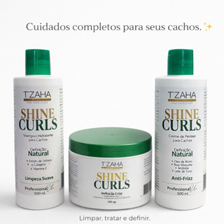 Kit Cachos Shine Curlys Profissional | Shampoo + Máscara + Creme de Pentear | Definição, Hidratação e Anti-Frizz em Oferta na Shopee