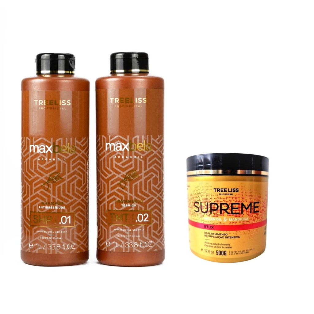 PROGRESSIVA + BTOX KIT MAX BELA ATIVO 1 L + SHAMPOO L. P. 1 L + BTOX SUPREME MANDIOCA 500 GR