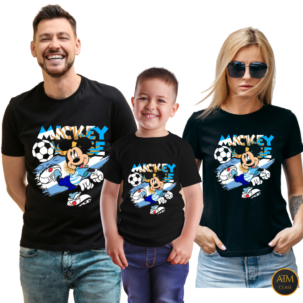 Camiseta Camisa Kit Familia Mickey Argentina Blusa 100% Algodão Premium Envio Imediato