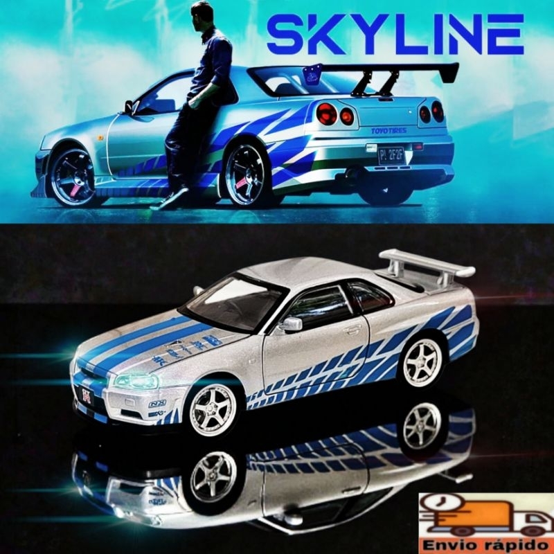 Miniatura de Ferro Velozes e furiosos GTR R34 Skyline Diecast Coleção em Oferta na Shopee