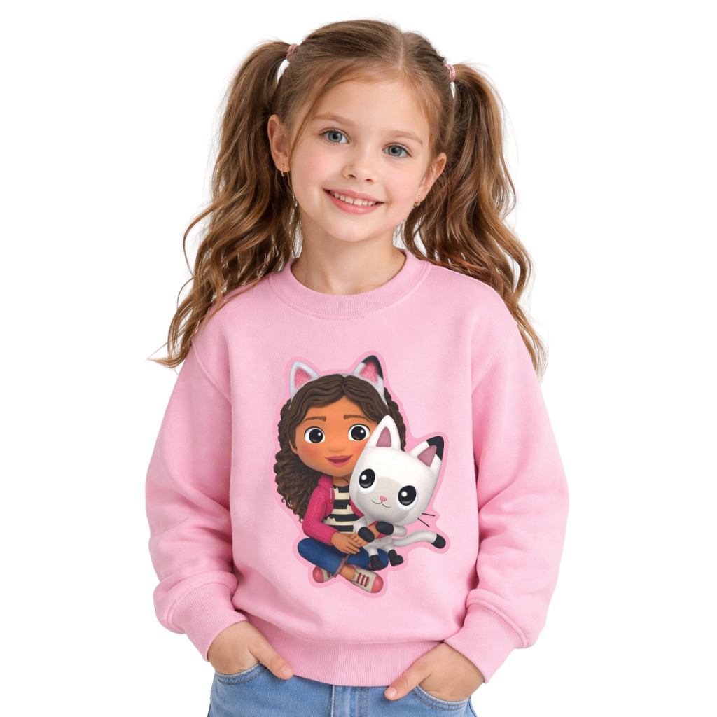 Moletom Infantil Feminino Gabby’s Dollhouse (Rosa Bebê | Casa Mágica da Gabby | Blusa de Frio)