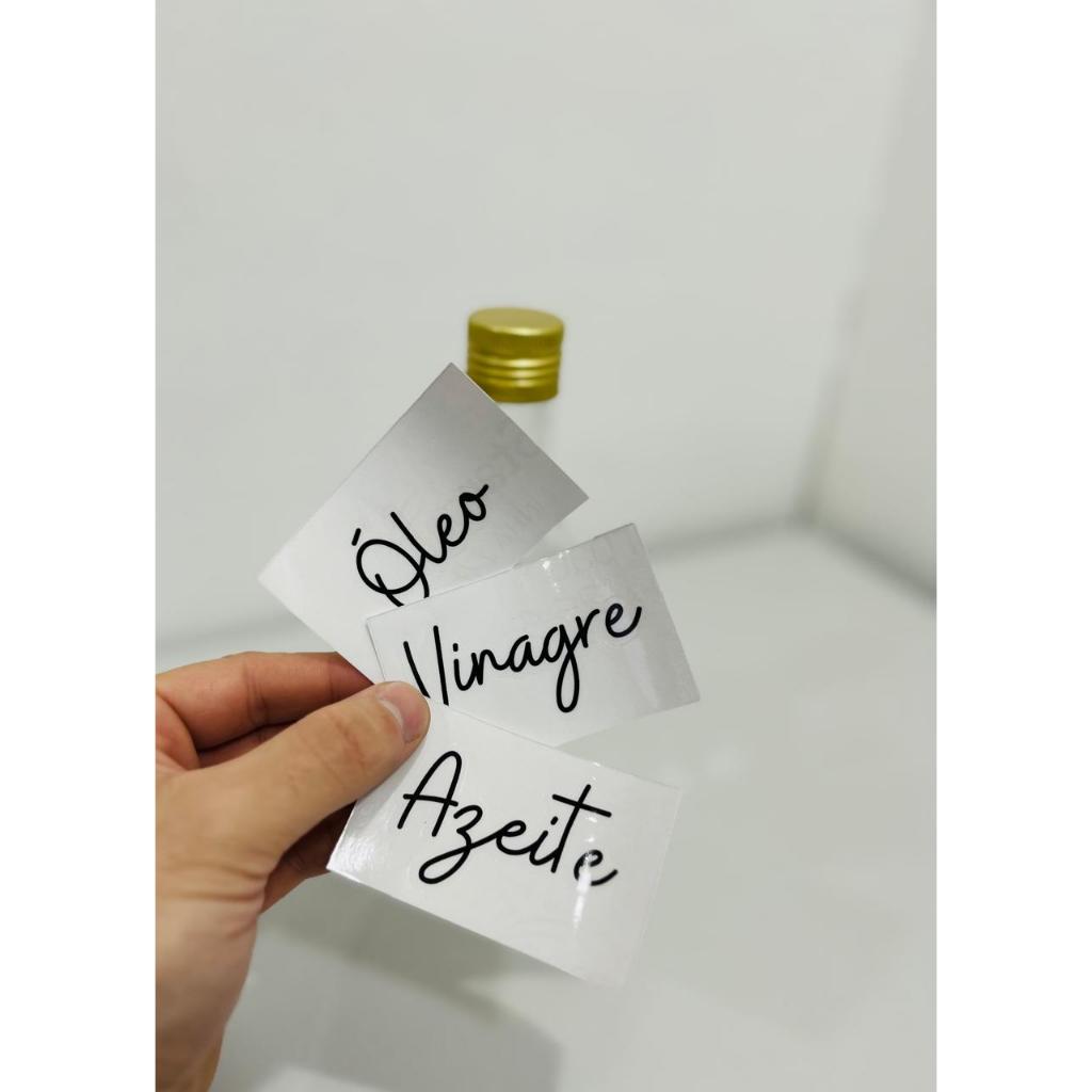 Kit 3 Etiquetas Adesivas Azeite / Vinagre / Óleo Galheteiros Transparentes Temperos Mantimentos em Oferta na Shopee