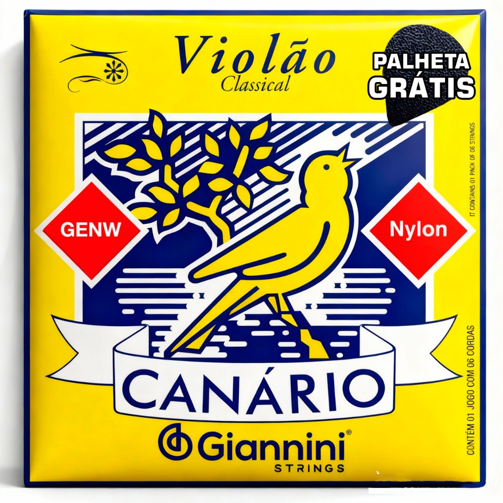 Imagem Cordas de Nylon para Violão SEM BOLINHA Giannini Canário Melhor Jogo de Cordas Completo Muito Barato
