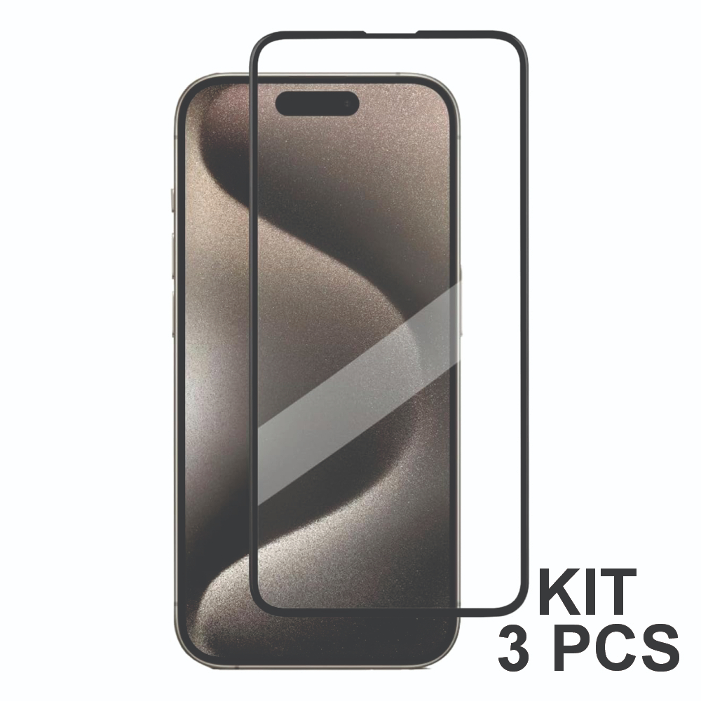 Kit 3 Película De Vidro Temperado 3D para Celular Apple iPhone 6 7 8 Plus 11 Pro Max 12 13 14 15 16 17 Pro Max