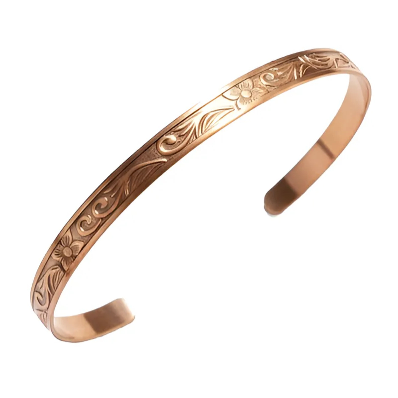 Bracelete Pulseira de Cobre Puro Bordado - 16Cm em Oferta na Shopee