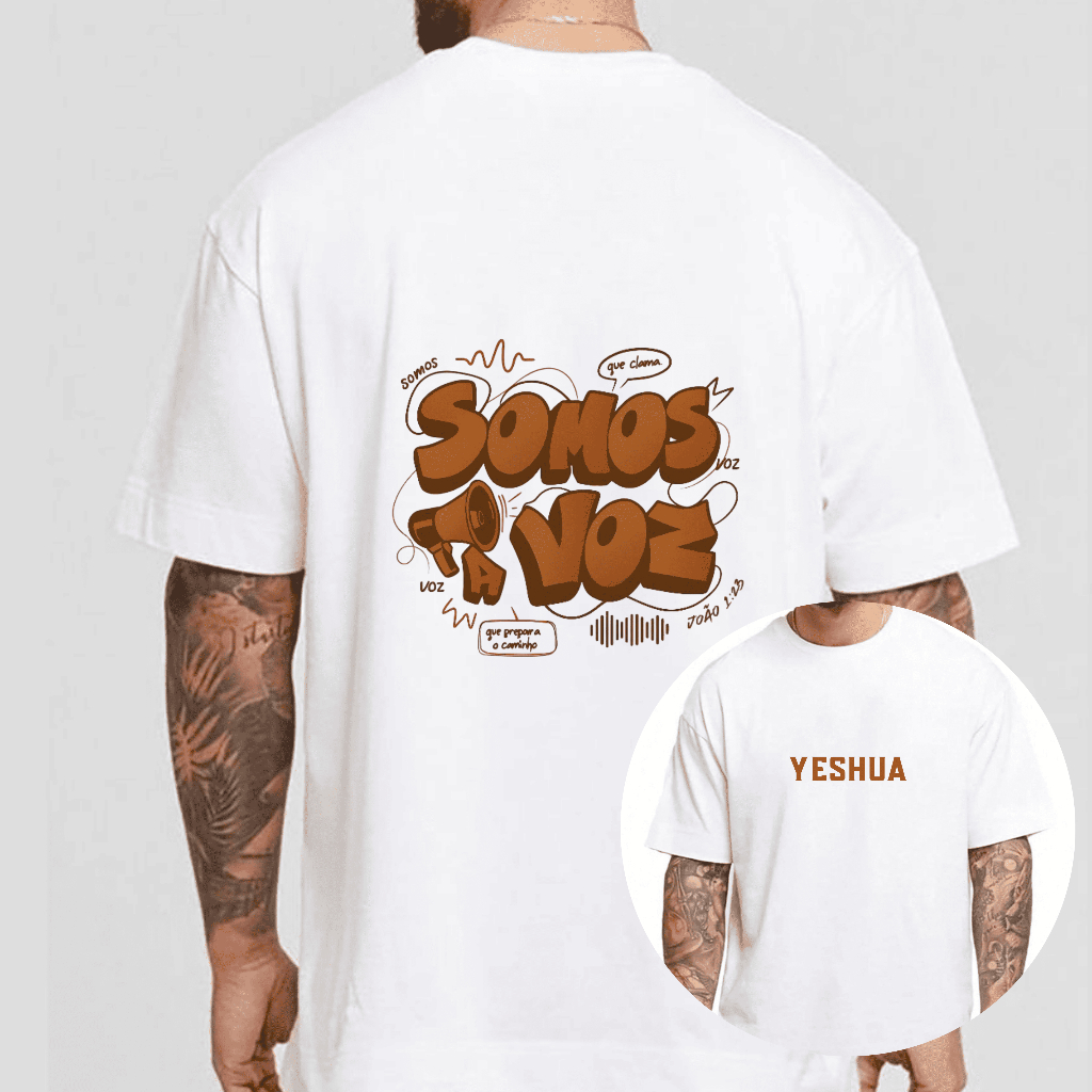 Camiseta StreetWear 100% Algodão Premium Oversized Somos a Voz Jesus Cristo Confortável Deus Cristão Lançamento