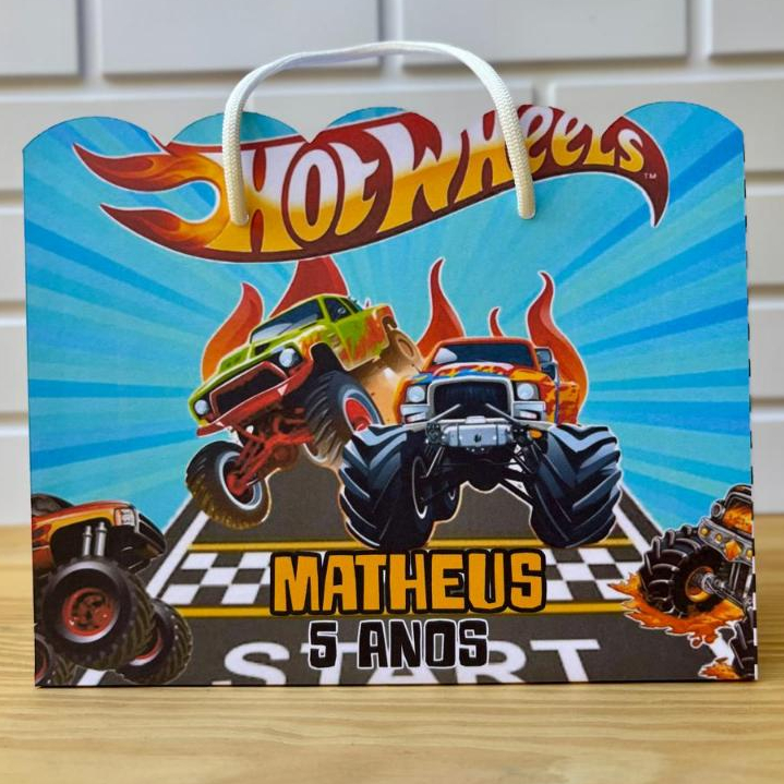 10 Sacolinha Hot Wheels - Carros Personalizado - Sacolinha - Lembrancinha- Aniversário Hotwheels