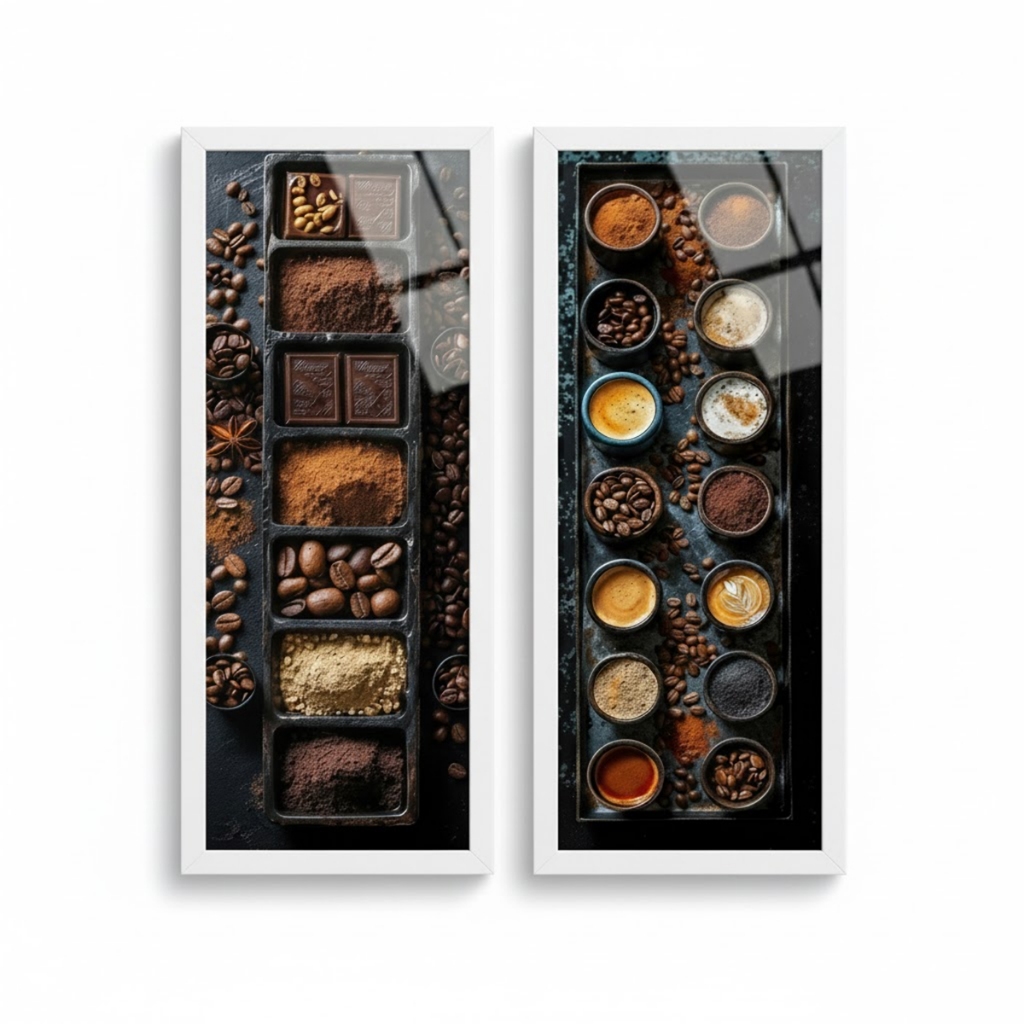 Kit 2 Quadros 18x45 cm café, cozinha, gourmet, moldura e vidro — imagem 2 de 2