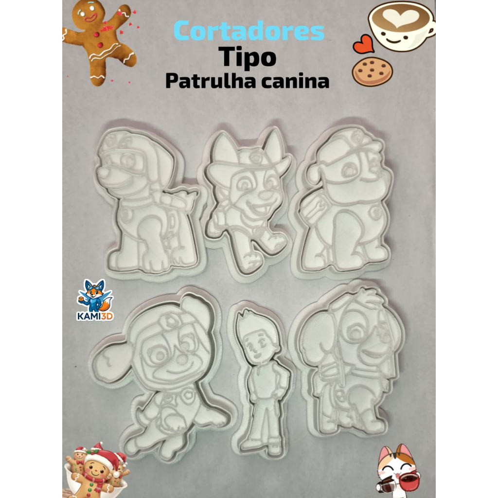 Cortador de Biscoito Tema Patrulha Canina, Cortador Fondant, Biscuit, Confeitaria, Utensilio Cozinha, Exclusivo