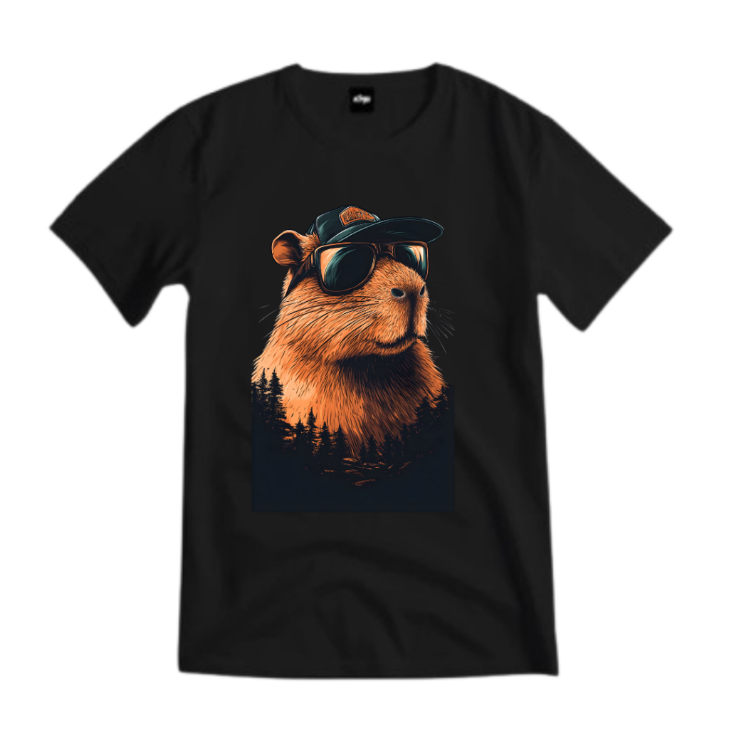 Camiseta Infantil Capivara Estampada 100% Algodão Estampa Divertida Unissex para Crianças