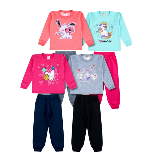 Conjunto Moletom Menino/ Menina CLEOMARA sem capuz tamanho 1 ao 8