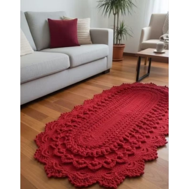 Caminho de Mesa em Crochê Luxo Passadeira Rendada Barbante Apolo Centro de Mesa Oval
