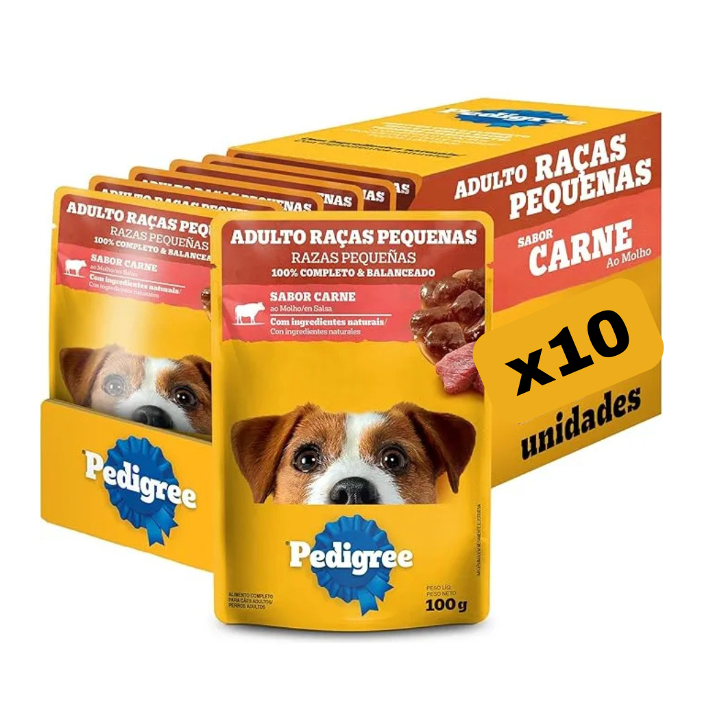 Sache PEDIGREE Raças pequenas CARNE AO MOLHO 100G KIT 10 UN