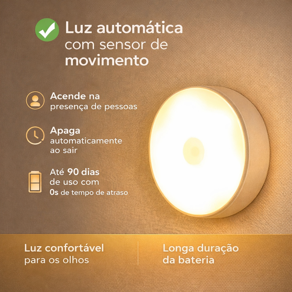 KIT 1- 3 Lâmpada Led Recarregável Sem fio com Sensor de Presença Luminária (( três cores- 3 em 1))