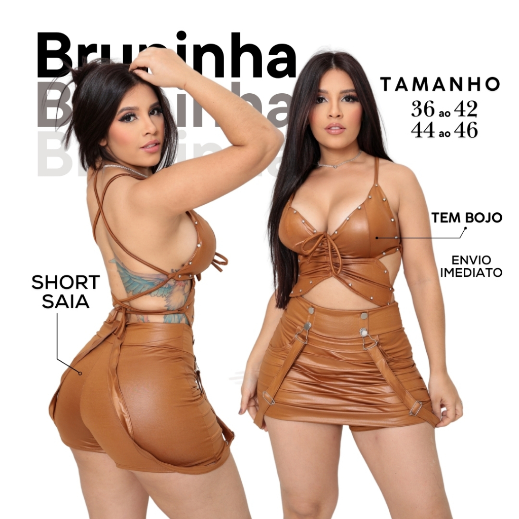 Conjunto Feminino Cirrê Premium Cropped com Bojo + Short Saia Cintura Alta Elastano Sensual Festa Luxo Alça Regulável em Oferta na Shopee