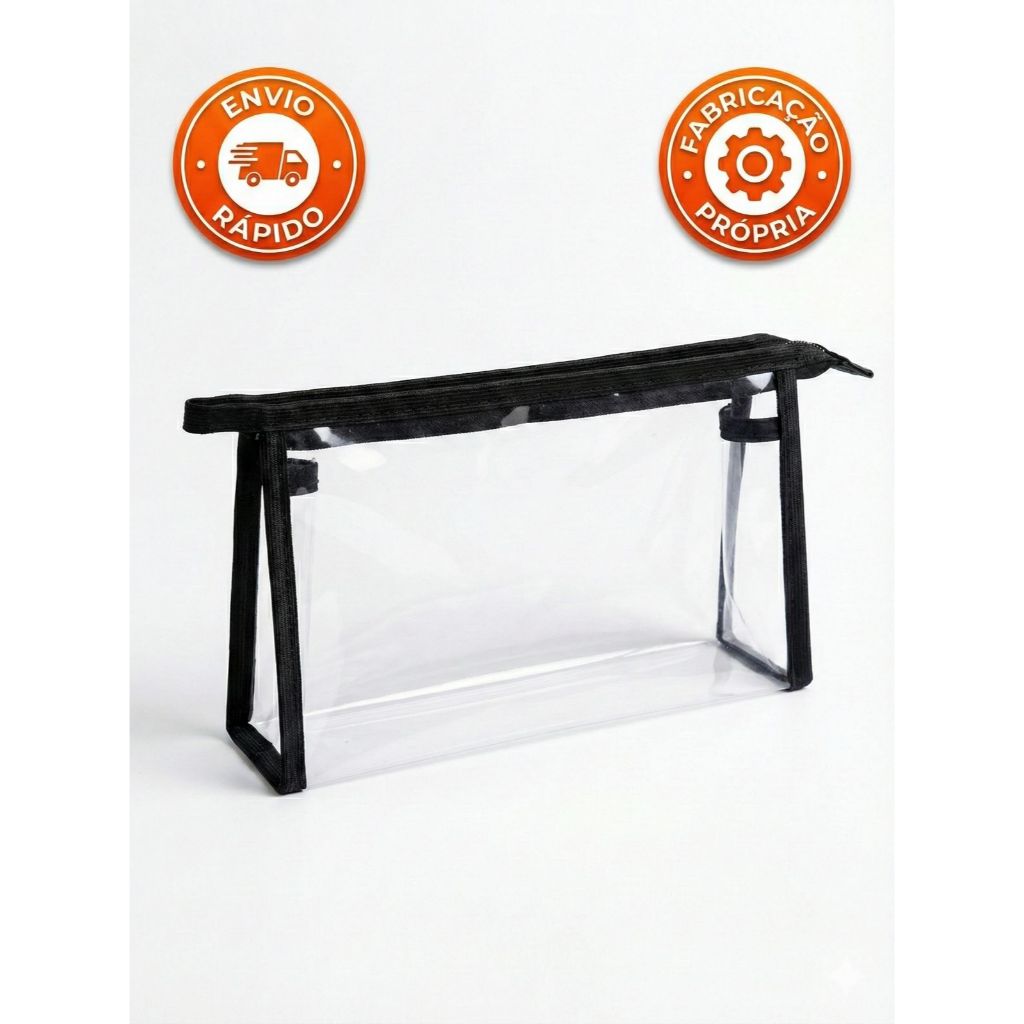 Necessarie de Plástico Transparente PVC 020mm reforçada com ziper - Viagem Maquiagem Aeroporto Impermável uso diário em Oferta na Shopee