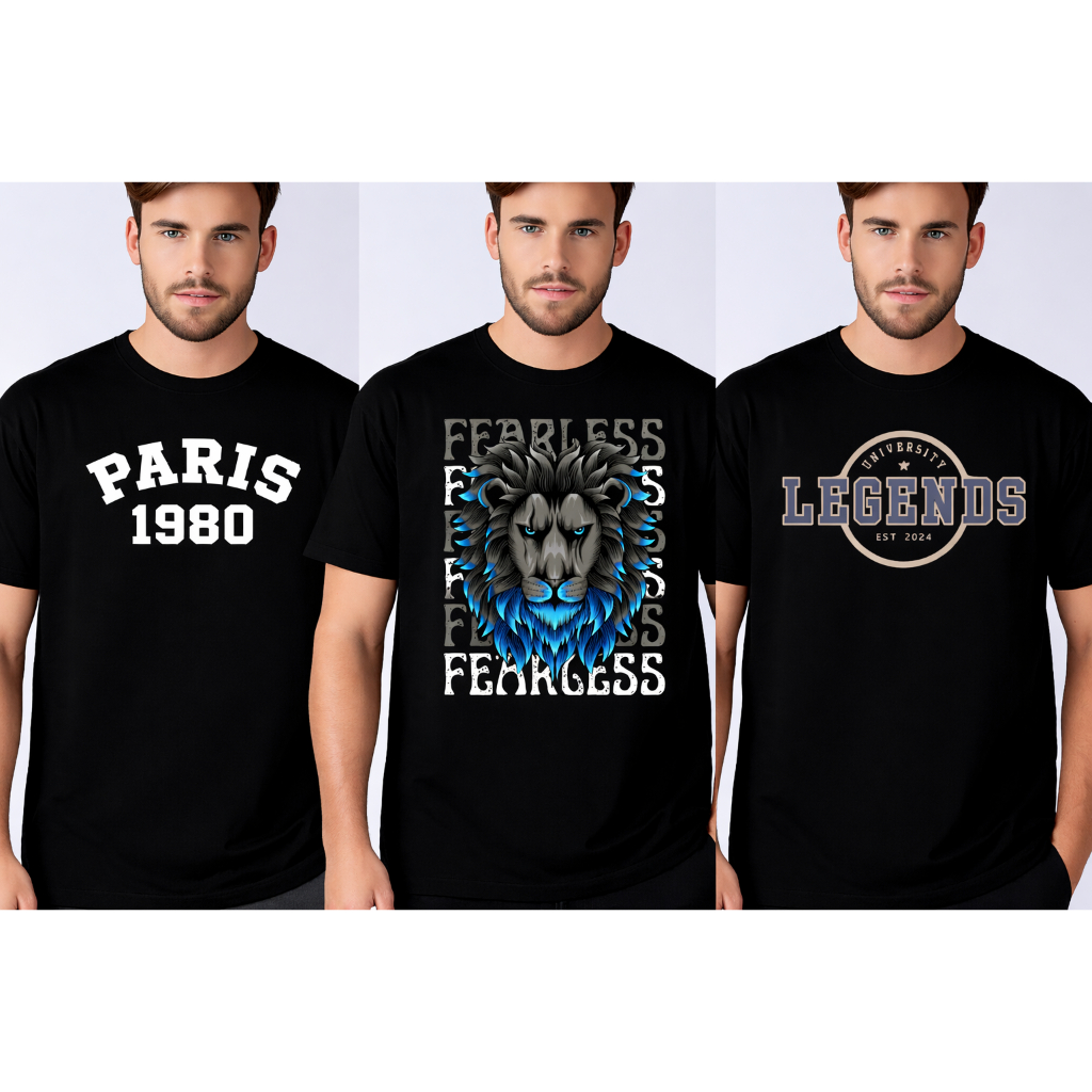 Kit 3 Camisetas Masculinas Algodão Premium Estampadas Conforto Moda Casual