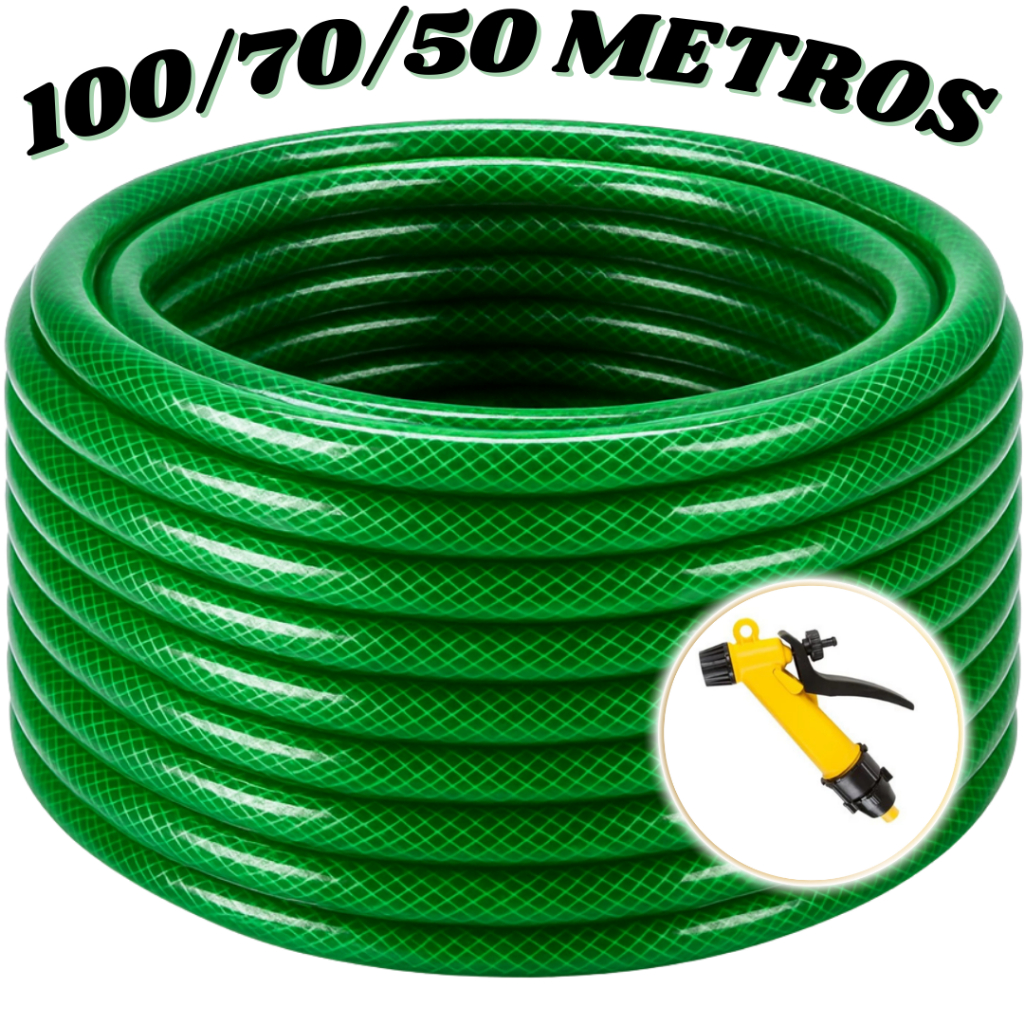 Rolo Mangueira Jardim 100/70/50 Metros  Trançada Tripla Camada.