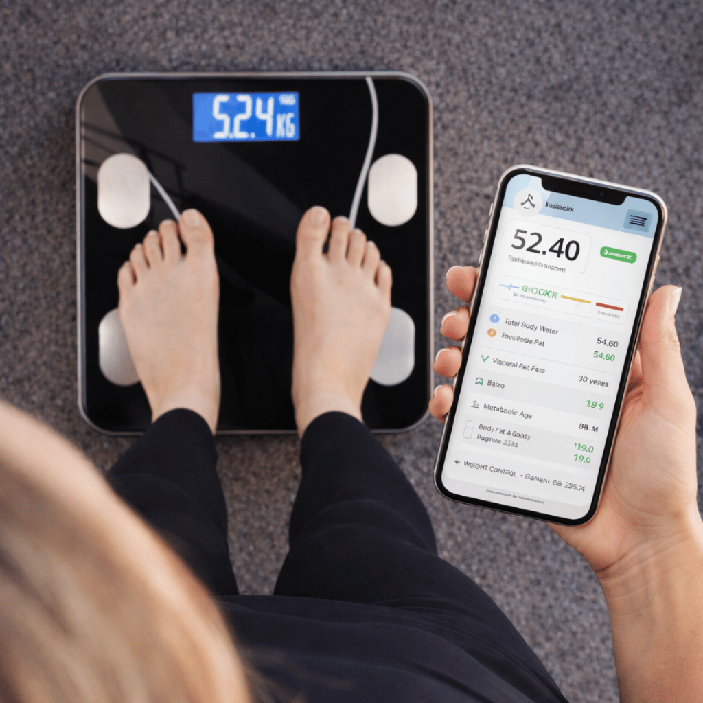 Balança De Bioimpedância USB Bluetooth Medição Corporal por App Até 140Kg de peso pequena doméstica