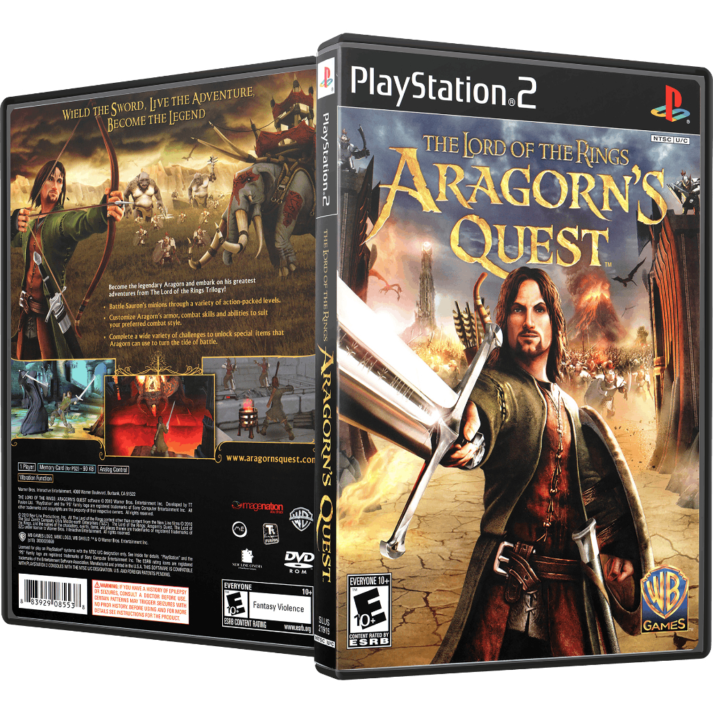 Senhor dos Anéis Aragorn's Quest PS2 – Mídia Física Com Encarte + Box Completo