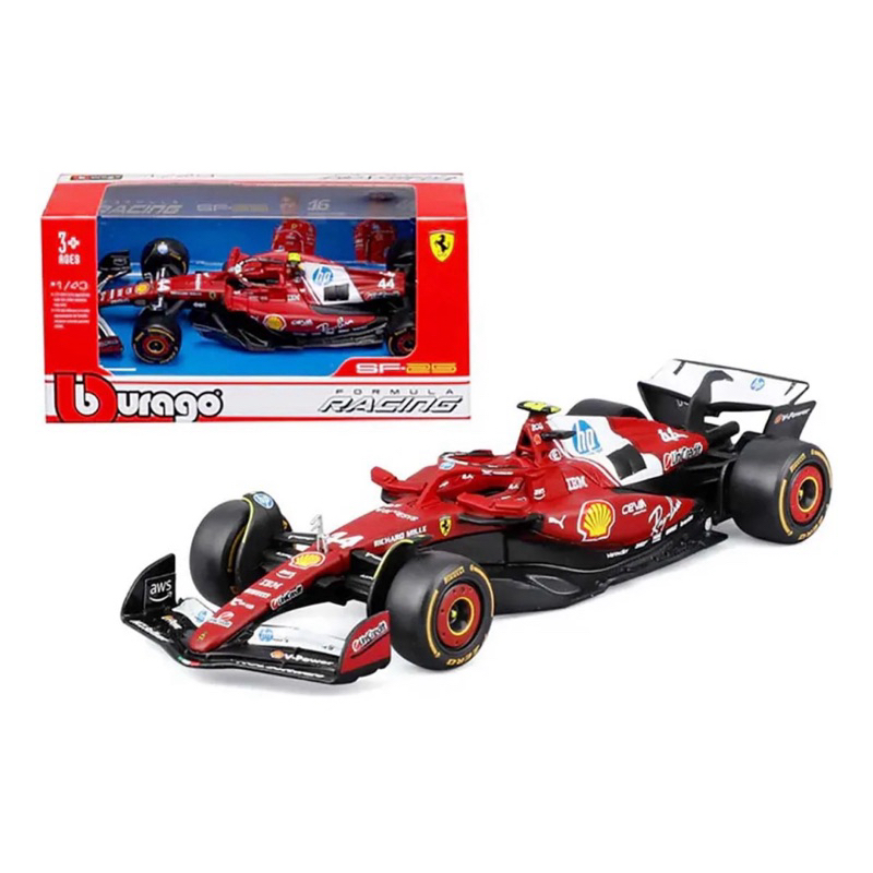 Miniatura Burago Fórmula 1 2025 - Ferrari SF-25 Lewis Hamilton #44 1/43 C/Acrilico
