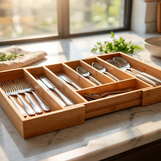 Porta Talheres Organizador Utensilios Extensível Expansivel Para Gaveta Em Bambu De Cozinha com Divisórias Ajustáveis em Oferta na Shopee