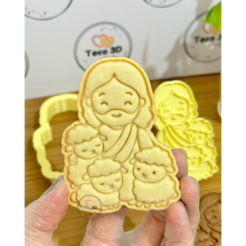CORTADOR DE BISCOITO RELIGIOSO PÁSCOA BOM PASTOR OVELHINHAS + MOLDE MARCADOR CARIMBO 8 CM PARA MASSAS DE CONFEITARIA em Oferta na Shopee