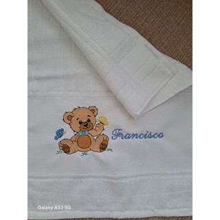 Kit 2 toalhas bordadas personalizadas com tema e nome toalha de boca personalizada com nome presente, toalha para bebê
