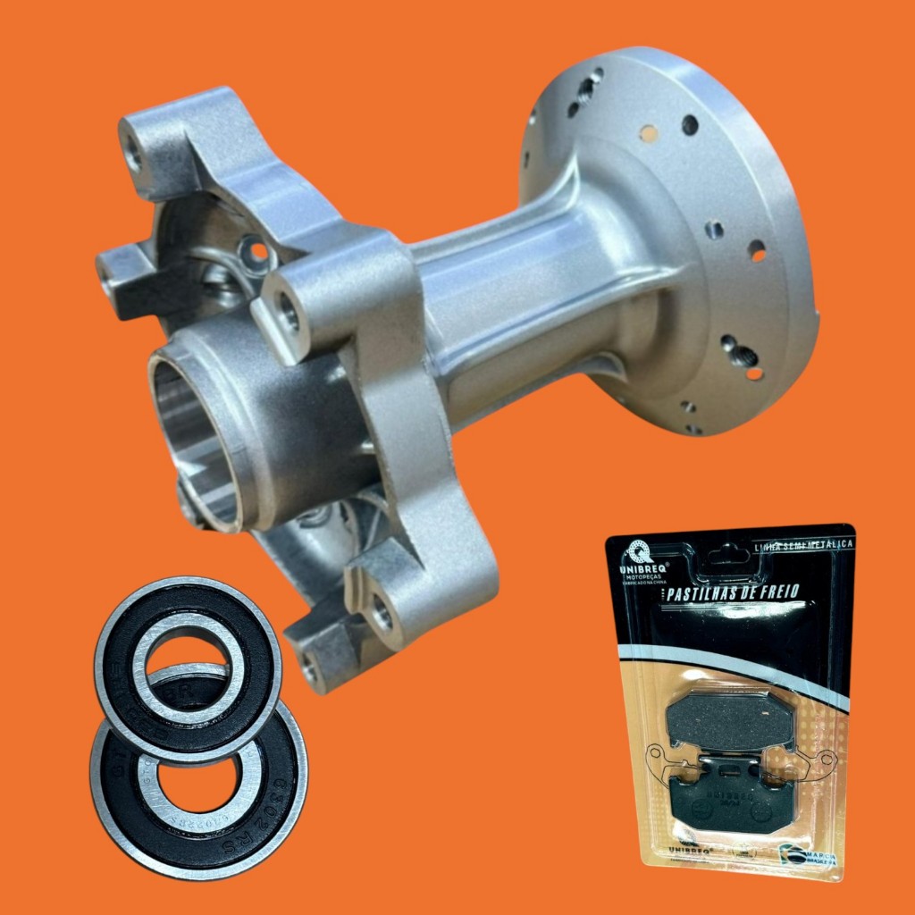 Cubo + Rolamentos + Freios Lander e Tenere 250 Traseiro Freio a Disco Super Reforçado 2 OU 3 Rolamentos UNIBREQ