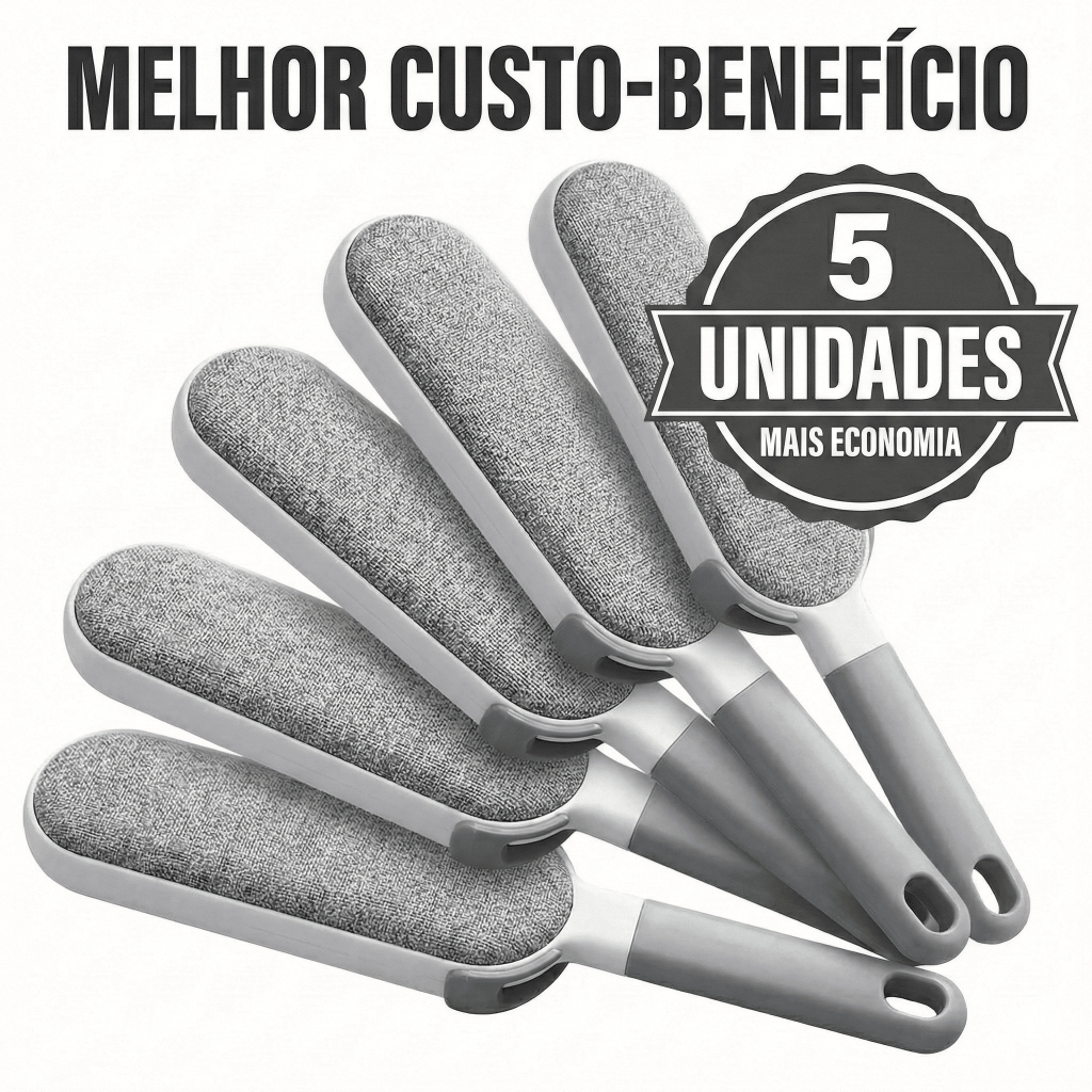 Escova Removedora de Pelos Pet Auto Limpante Dupla Face Roupa Sofá Caes Gatos