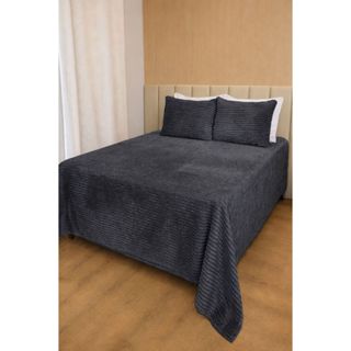 Kit Cobre Leito Colcha Canelada Queen 3Peças ( 2,50m x 2,30m)+2Fronhas-Fannel Premium Aveludado em Oferta na Shopee
