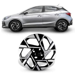 Jogo 4 Calotas HB20 HB20S 2016 A 2024 Preto Prata Aro 14 + Emblema Resinado