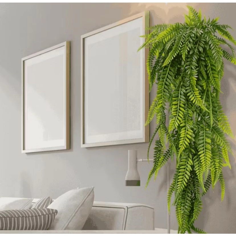 kit Pendente Samambaia Artificial 80cm Pendurada Verde + Vaso Trançado decoração em Oferta na Shopee