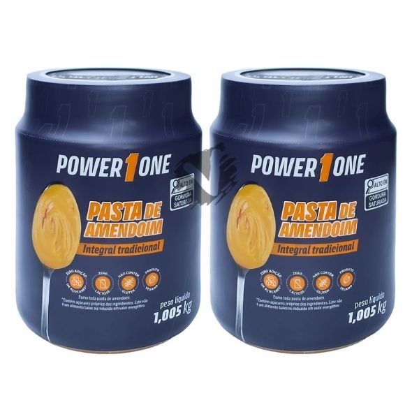 KIT 2 Pasta de amendoim integral POWER ONE INTEGRAL TRADICIONAL 1KG 1,005 PowerOne Combo Power One