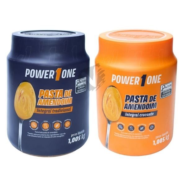 KIT Pasta de amendoim integral POWER ONE CROCANTE e TRADICIONAL 1KG PowerOne Combo Power One Pastas