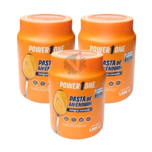3 POWER 1 ONE Pasta de Amendoim Integral Crocante 1KG 1,005