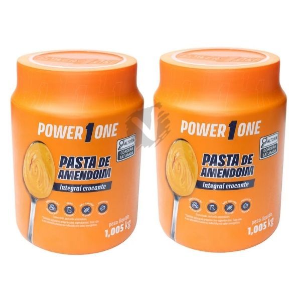 KIT 2 Pasta de amendoim integral POWER ONE CROCANTE 1KG 1,005 PowerOne Combo Power One Pastas