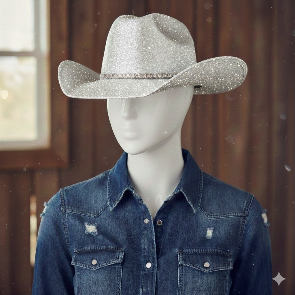 Chapéu Cowboy com Brilho – Perfeito para Festas e Fantasias em Oferta na Shopee