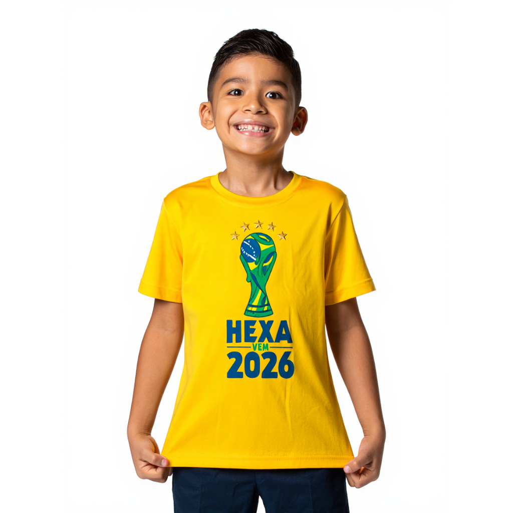 Camisa Brasil Infantil Juvenil Copa do Mundo Verde Amarela Futebol