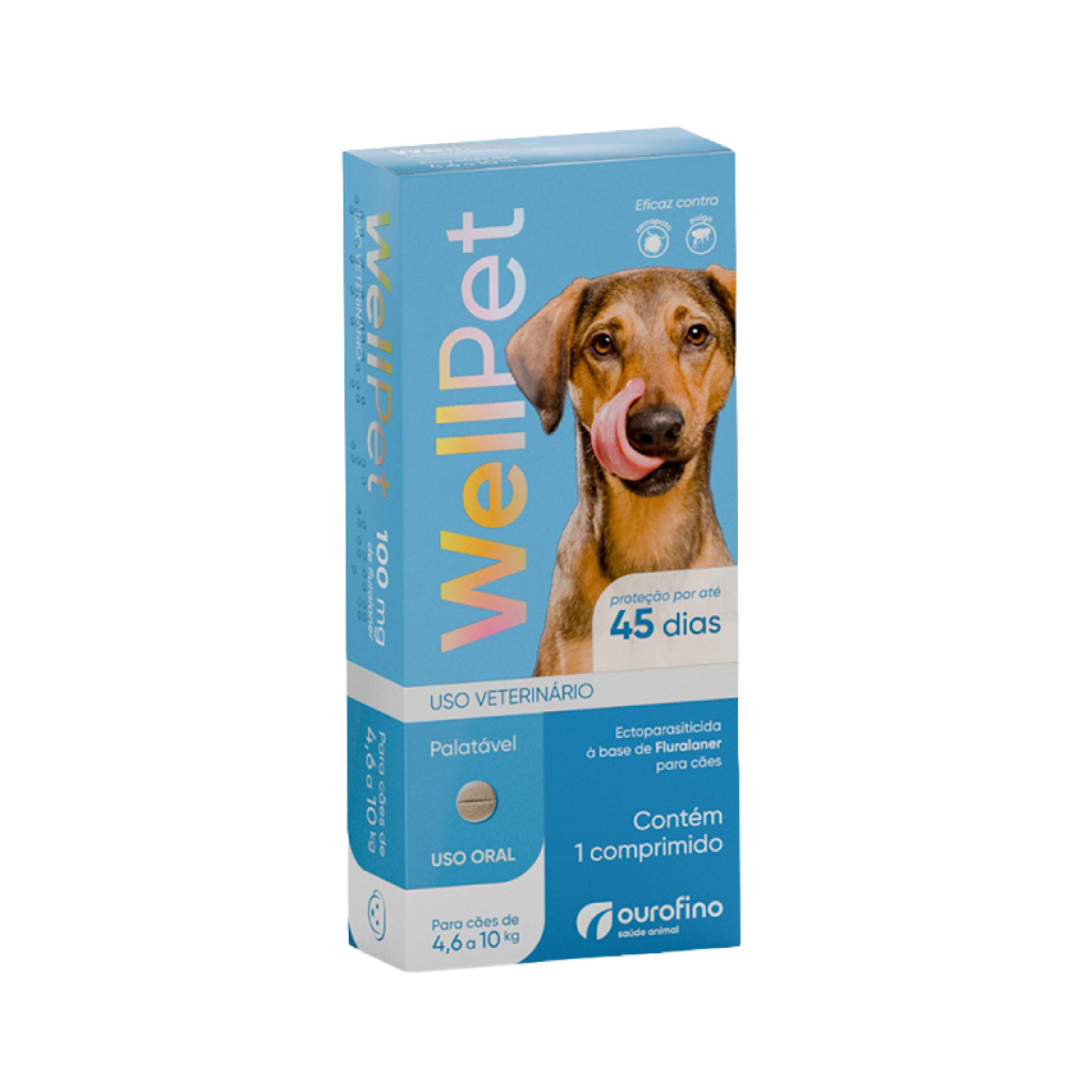 Wellpet 100 mg Antipulgas para Cães 4,6 a 10 kg 1 comprimido