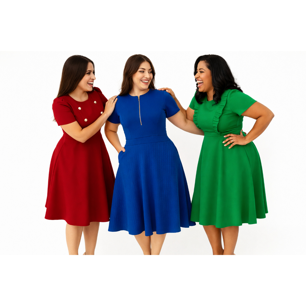 VESTIDO MODA EVANGÉLICA PREGAS ZIPER OU BOLSOS PREMIUM COMPORTADA PLUS SIZE FARDAMENTO