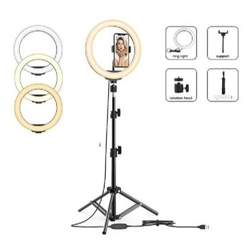 Ring Light Lt-6010 Led Luz Flash Estudio Profissional 127/220v Preto Quente/frio/neutro