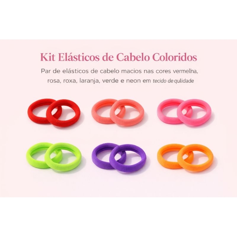 Kit Com 6 Pares De Xuxas De Cabelo - Xuxinha De Cabelo, Elástico De Cabelo, Xuxa Tons Pastéis e Neon  Elástico Infantil