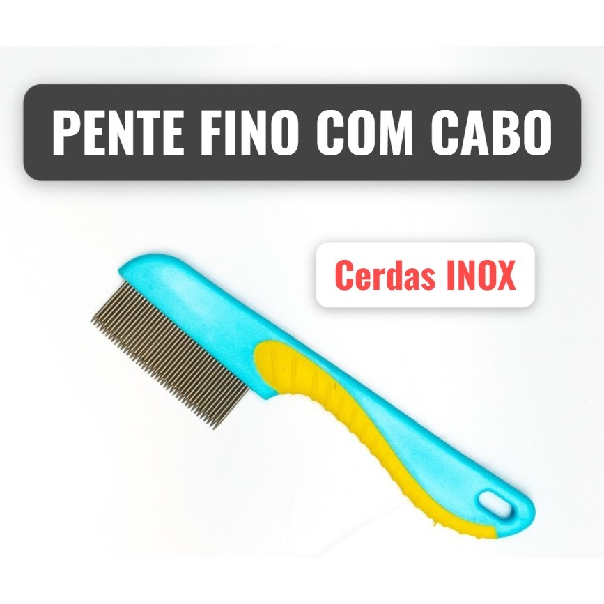 Pente Fino p/ Remoção de Piolhos e Lêndias com cabo e cerdas em INOX