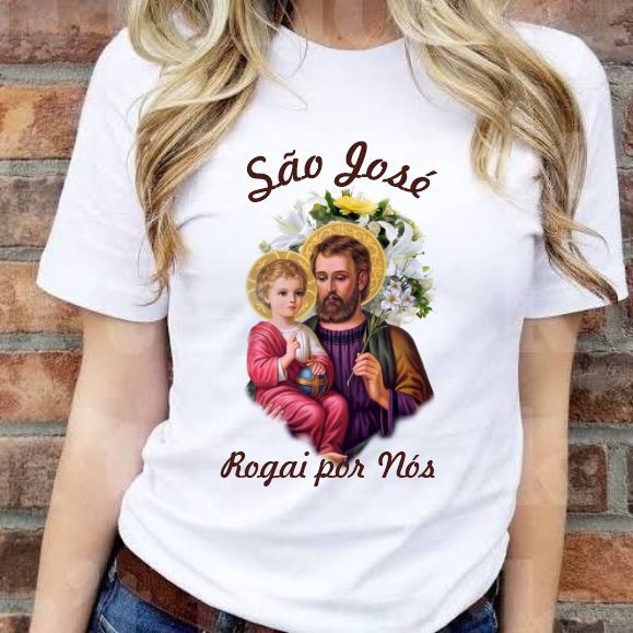 Camiseta Blusa feminina e unisex são josé santo igreja católica jesus crista em Oferta na Shopee