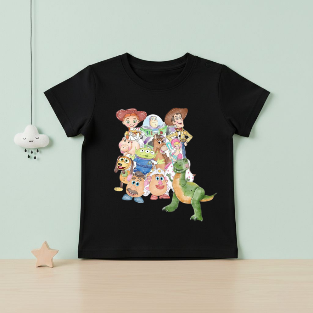 Camiseta Infantil Filme Estampada Toy Story Algodão Macio Lançamento Crianças Desenho
