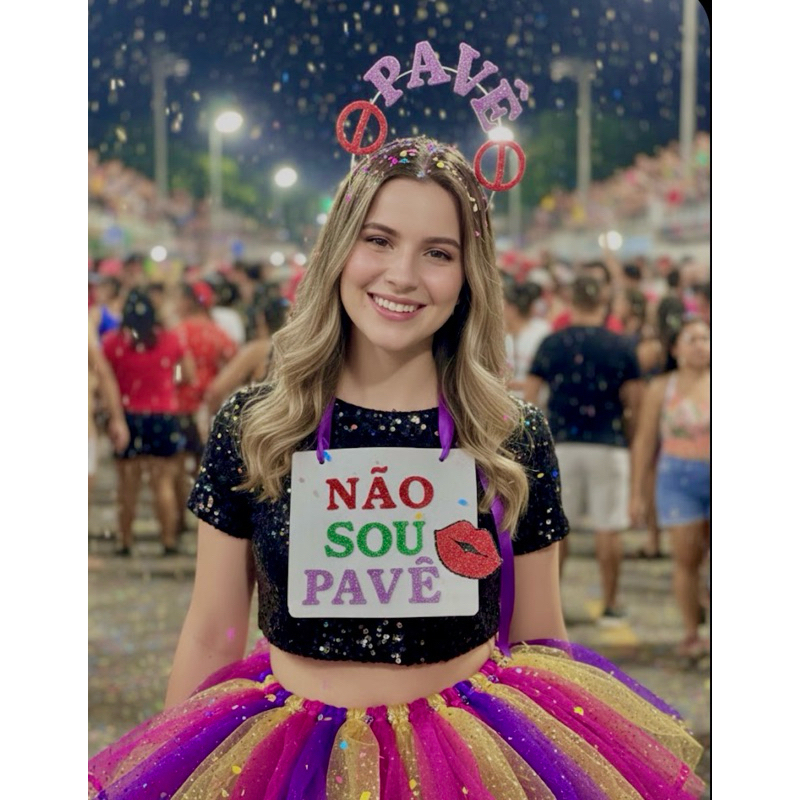 Kit Tiara e Plaquinha de Carnaval Pavê | Não Sou Pavê | Divertido, Criativo e Personalizável - Arrase na Folia
