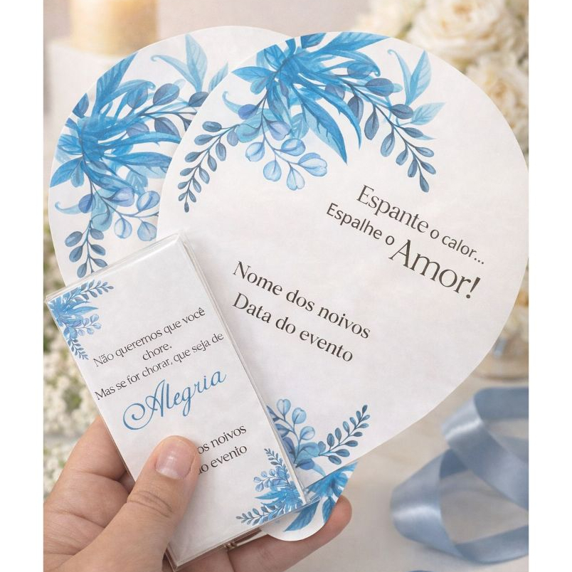 kit 80 unidades Ventarola e Lágrima de Alegria Personalizado para Casamentos - Espalhe o Amor