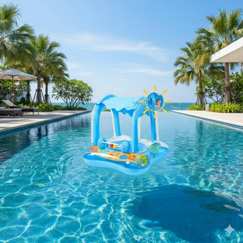 Boia Bote Infantil Para Piscina com Cobertura UV  - Proteção Solar e Conforto